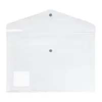 Папка-конверт на кнопке А4, 160 мкм, ErichKrause Glossy Clear, глянцевая, с цветной кнопкой, прозрачная, микс