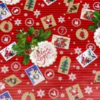 Бумага упаковочная новогодняя глянцевая &laquo;Открытки&raquo;, 70&times;100 см