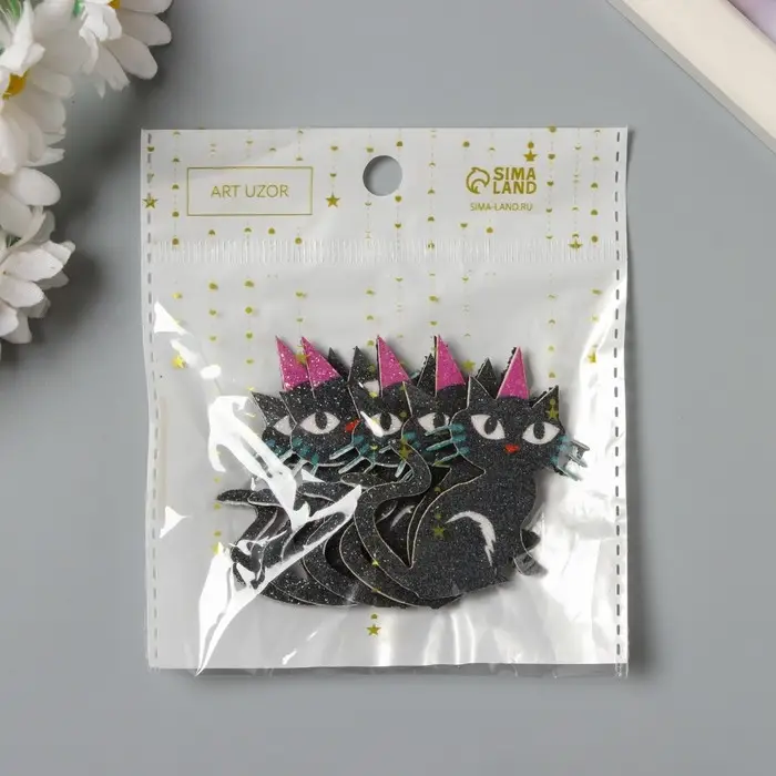 Декор для творчества войлок блеск "Чёрный кот" 5,5х4 см