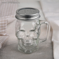 Солонка стеклянная &laquo;Череп. Хэллоуин&raquo;, 100 мл, 7&times;6,5&times;8,5 см