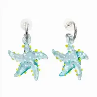 Серьги из стекла "Море", звезда, цвет голубой в серебре