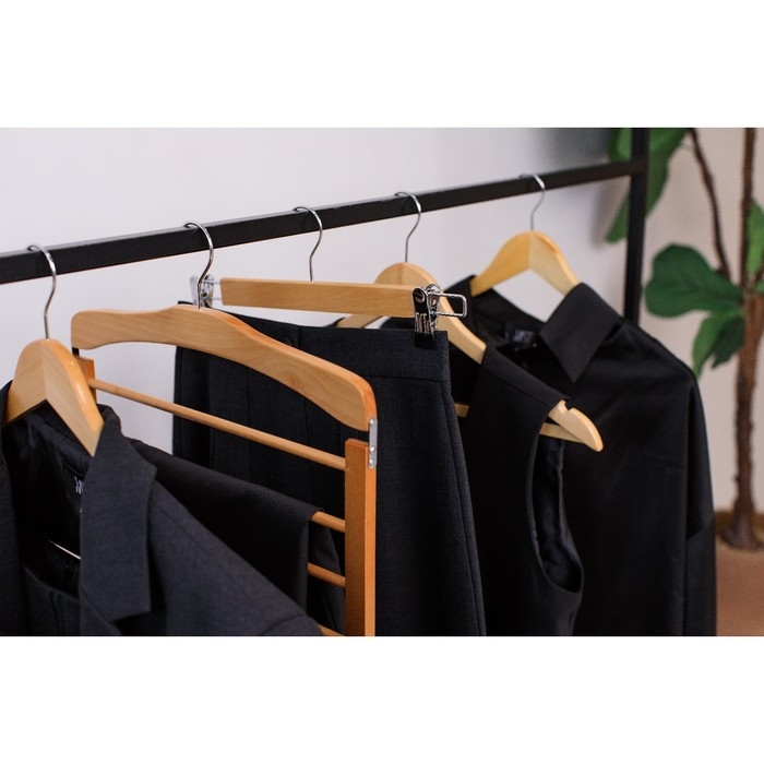 Плечики - вешалка для брюк и юбок LaDо́m Bois, 38,5&times;1,2&times;34,3 см, деревянная сорт А, многоуровневая, широкие плечики