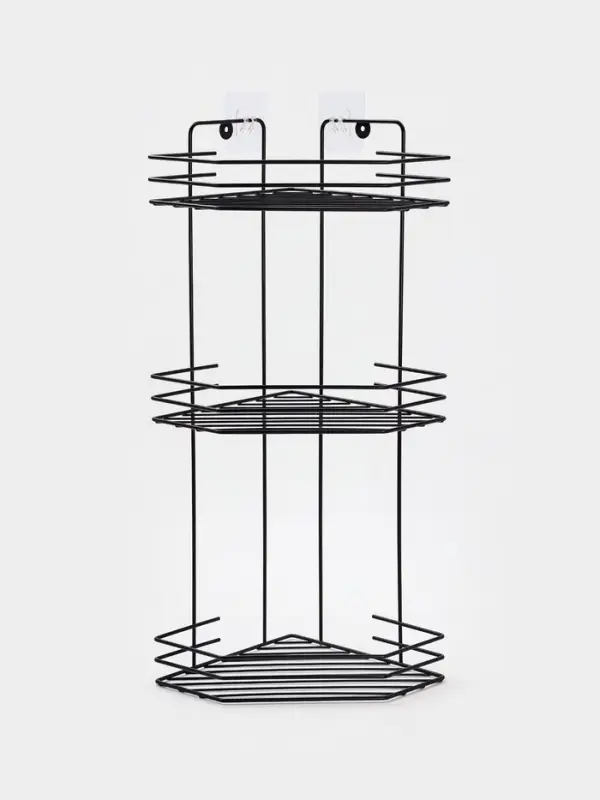 Полка для ванной угловая 3-х ярусная 20,5*20,5*52 см, цвет черный