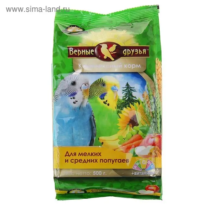 Корм "Верные друзья" для мелких и средних попугаев, 500 г