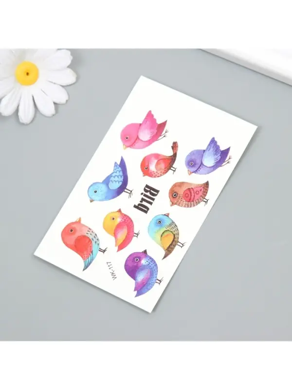 Переводные тату на тело цветные &laquo;Маленькие воробышки&raquo;, 7.5&times;11 см