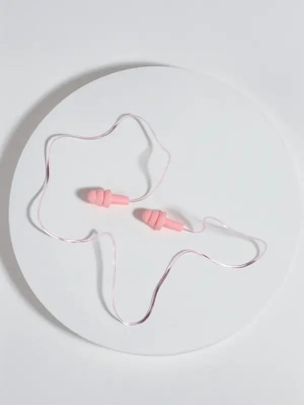 Беруши на шнурке, 3&times;1.5 см, в футляре, фасовка 10 шт., силиконовые, розовые