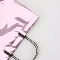 Пакет подарочный ПВХ, голография, розовый, пластиковая ручка, 32&times;28&times;11 см