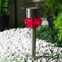 Садовый светильник на солнечной батарее &laquo;Грани красные&raquo;, 5.5 &times; 29 &times; 5.5 см, 1 LED, свечение белое