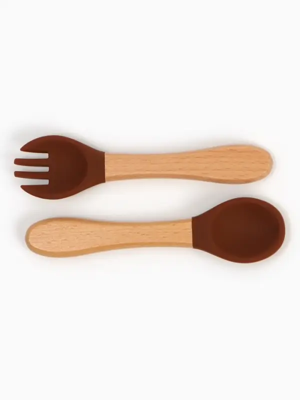 Тарелка детская секционная с ложкой и вилкой, 3 секции, молочный, Mum&Baby