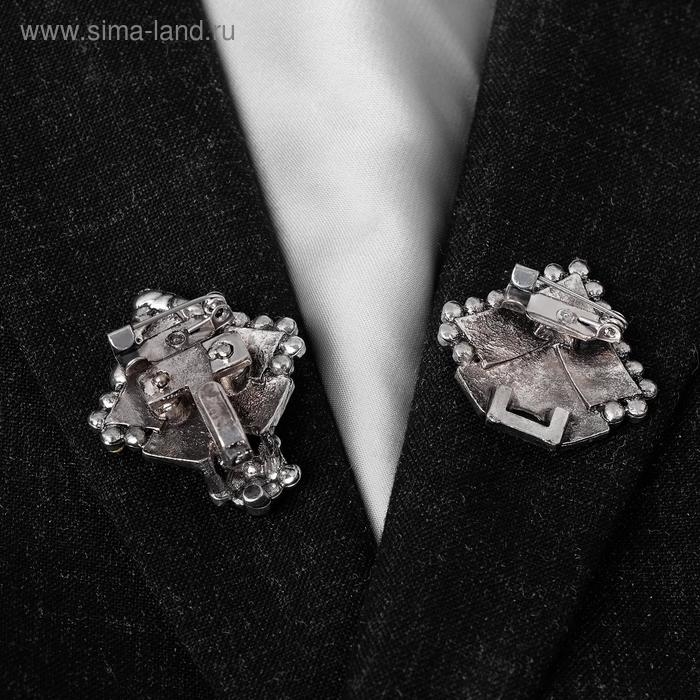 Зажим для кардигана &laquo;Ромбы&raquo;, цвет серый в чернёном серебре