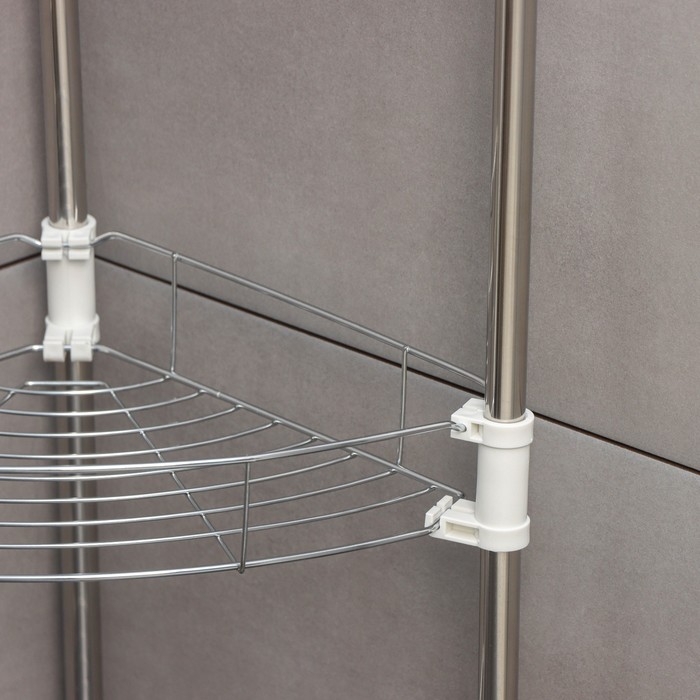 Этажерка настольная угловая 3-х секционная, 38,5&times;27,5&times;54,5 см, цвет хром