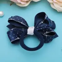 Резинка для волос &laquo;Школьница&raquo;, бант узорный контур, 7 см, синяя