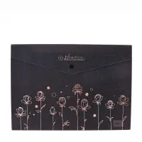 Папка-конверт на кнопке формат А4 180мкр блестящая МИКС Цветы на черном  (штрихкод на штуке)   10843