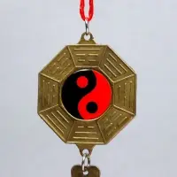 Подвеска металл "Зеркало Багуа" с узлом счастья 4,5х24 см   МИКС