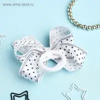 Резинка для волос &laquo;Школьница&raquo;, бант полоски горох, 8 см, бело-синяя