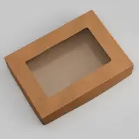 Коробка складная, с окном, крафт, 28&times;20&times;5 см