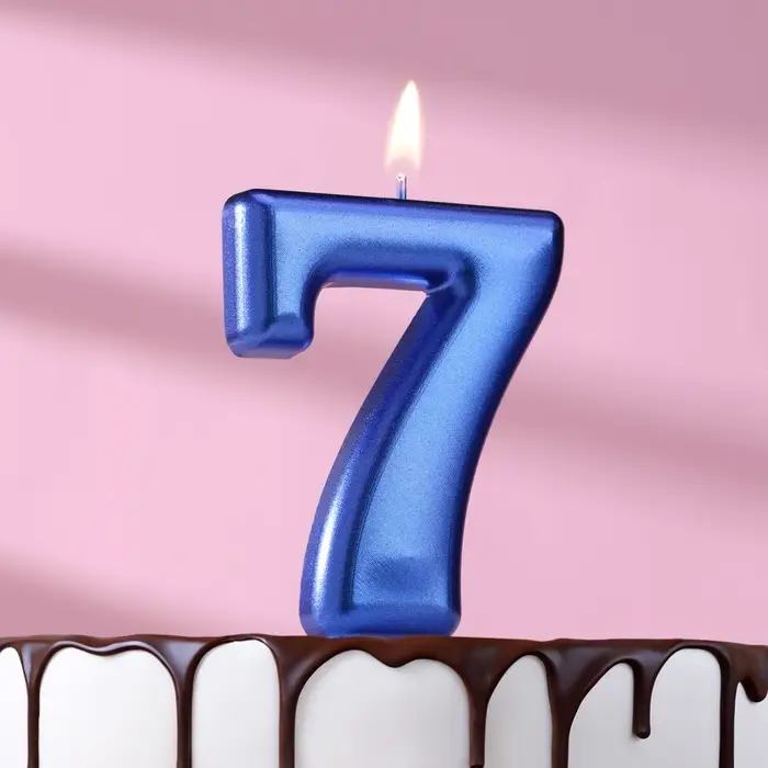Свеча для торта &laquo;Европейская ГИГАНТ&raquo;, цифра 7, 7 см, синий металлик