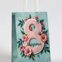 Пакет подарочный крафт, &laquo;8 Марта&raquo;, 18&times;8&times;25 см