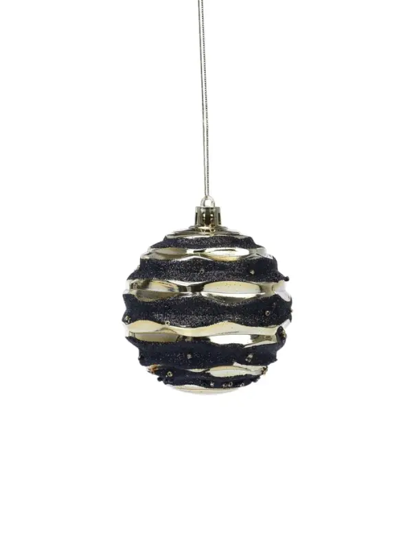 Ёлочные игрушки 12 шт. &laquo;Савьер&raquo;, шары новогодние, d=8 см, чёрно-золотой