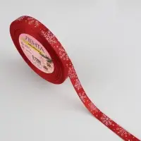Лента атласная &laquo;Снежинки&raquo;, 10 мм, 23 &plusmn; 1 м, цвет красный №26