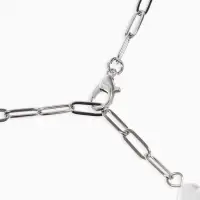Цепь с бусиной "Жемчужина", вытянутое звено, цвет белый в серебре