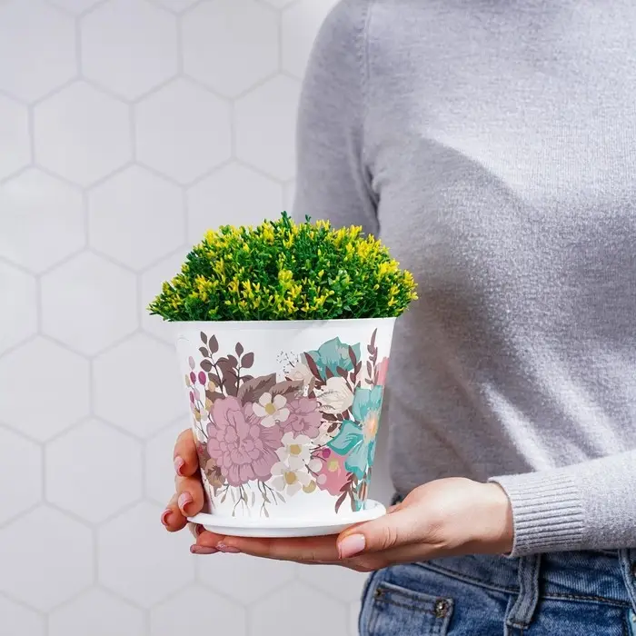 Горшок для цветов Доляна &laquo;Фрезия&raquo;, 800 мл, цвет белый