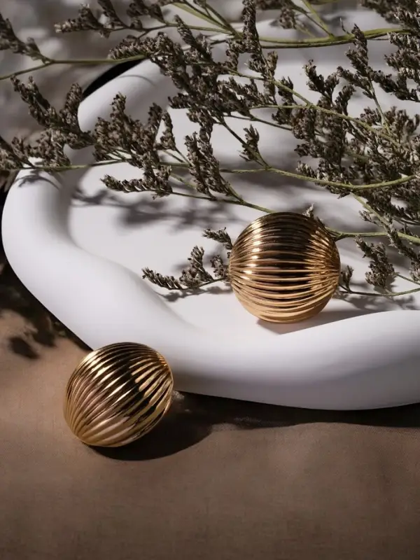 Серьги металл "Шар" тренд, цвет золото