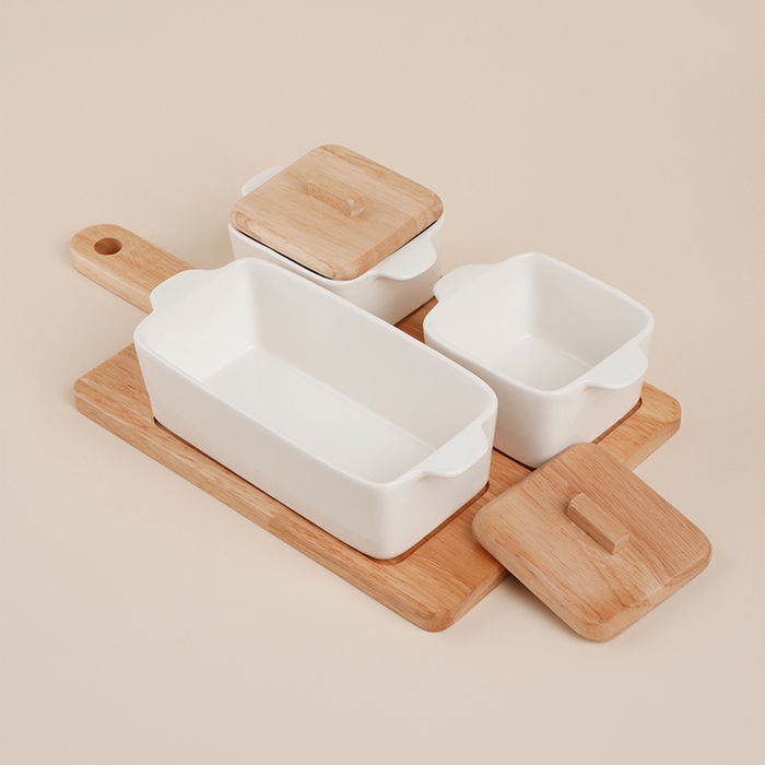 Набор для подачи блюд фарфорвый SL Home &laquo;Тренто&raquo; на подставке, 4 предмета: 3 ёмкости 500/250 мл, подставка