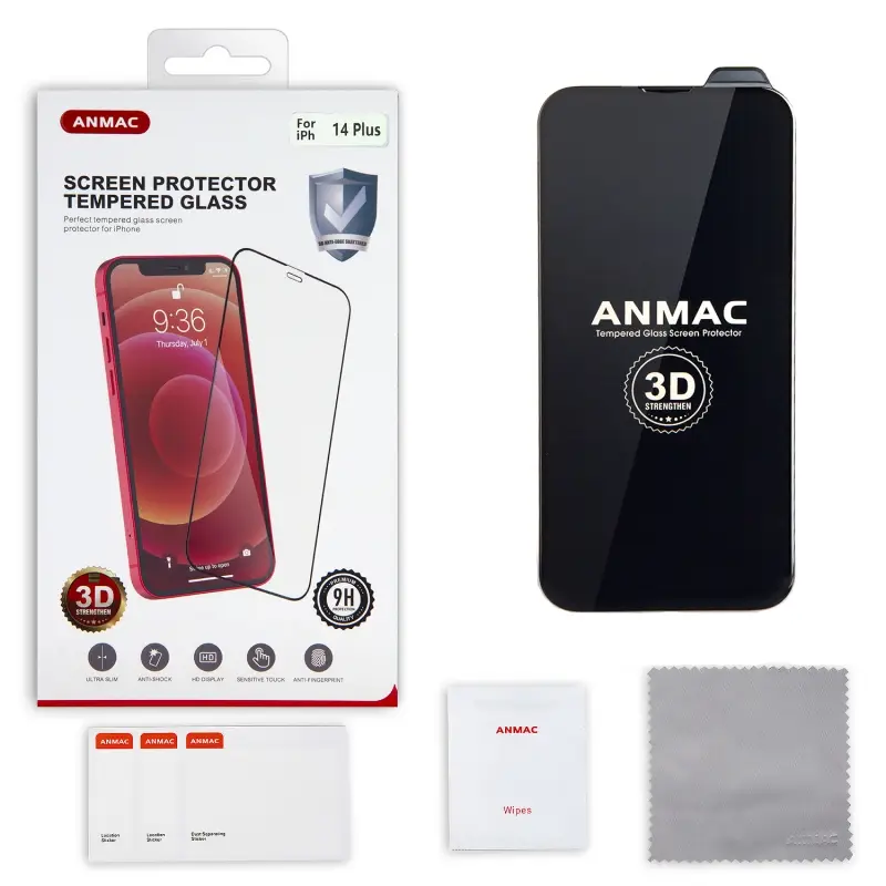 Защитное стекло IPh 14 Plus (6.1) 3D ANMAC черное усиленное  Арт.1137414