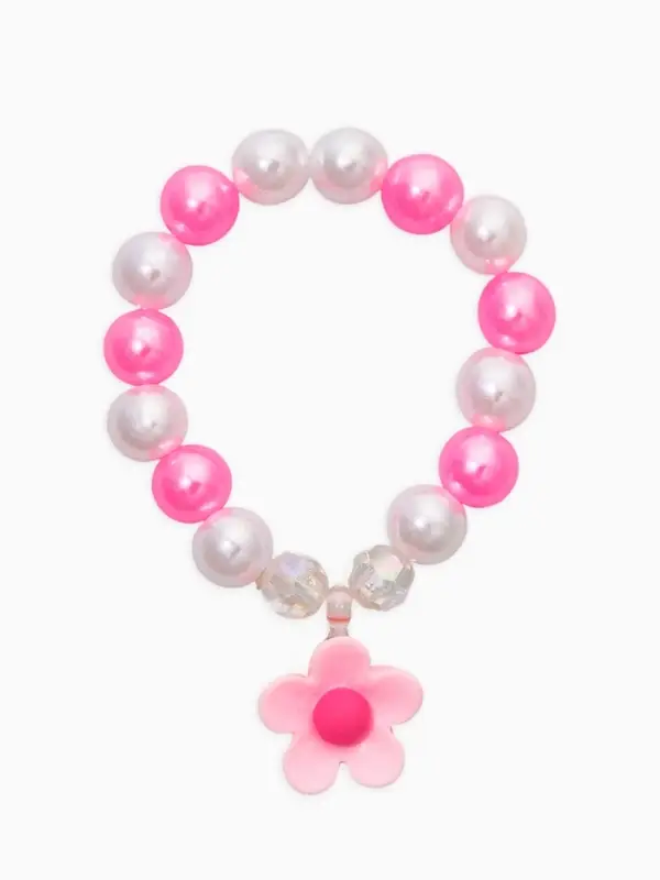 Набор детских украшений "Выбражулька" цветок, 4 предмета: клипсы, кольцо, бусы, браслет