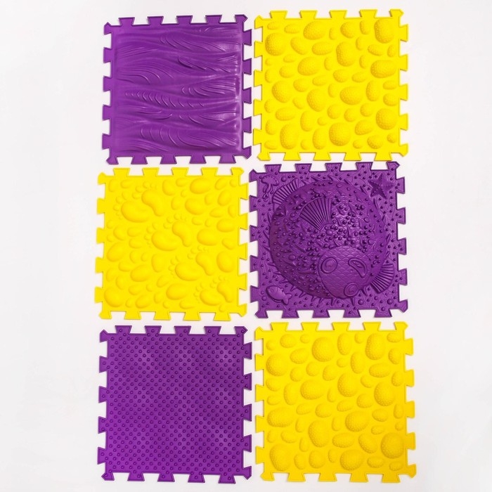 Модульный массажный коврик ОРТО ПАЗЛ &laquo;Ассорти&raquo;, 12 модулей, цвет МИКС