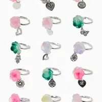 Кольцо &laquo;Выбражулька&raquo; цветок фиалка с подвеской, МИКС, безразмерное (фас. 36 шт.)