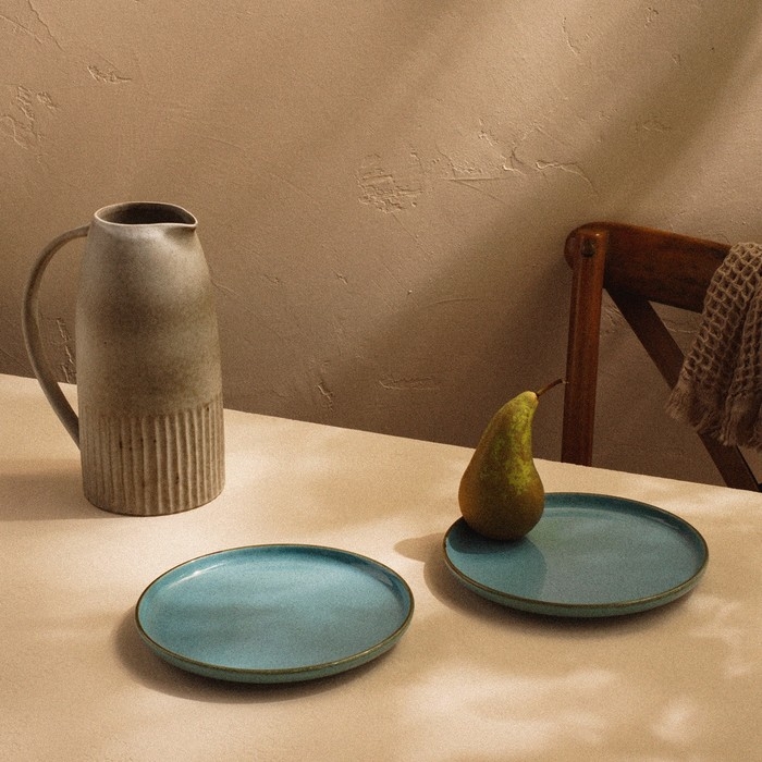 Набор тарелок фарфоровых SL Home &laquo;Аззура&raquo;, d=20,3 см, цвет бирюзовый