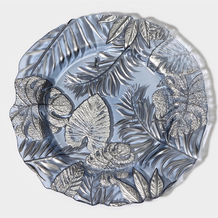 Тарелка стеклянная &laquo;Арабис&raquo;, d=28 см, цвет голубой