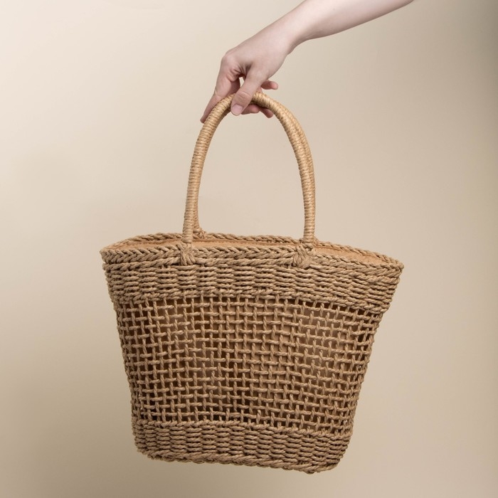 Сумка женская SL Home, ручное плетение, хлопок, длина ручек 18,5 см, 40&times;27 см