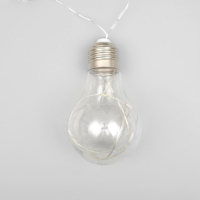 Гирлянда &laquo;Нить&raquo; 3 м с насадками &laquo;Лампочки&raquo;, IP20, серебристая нить, 100 LED, свечение синее, 3.5 В