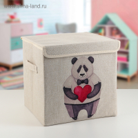 Короб стеллажный для хранения с крышкой &laquo;Влюблённая панда&raquo;, 30&times;30&times;28,5 см