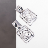 Серьги металл &laquo;Врата&raquo; два квадрата, цвет серебро