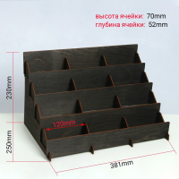 Подставка под открытки 12 ячеек по 12 см, 38,1&times;23&times;25 см, толщина 3 мм, цвет полисандр