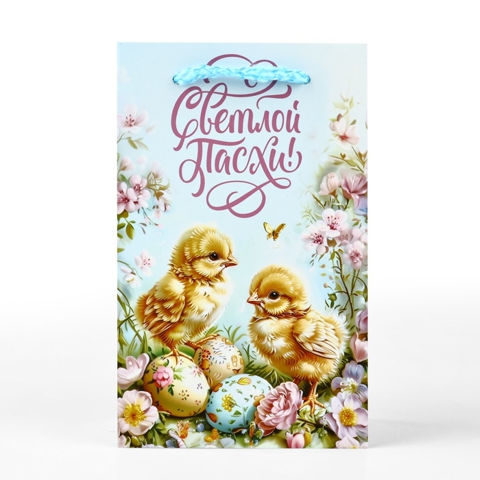 Пакет подарочный под кулич &laquo;Пасха&raquo;, цыплята, 10 &times; 16 &times; 10 см