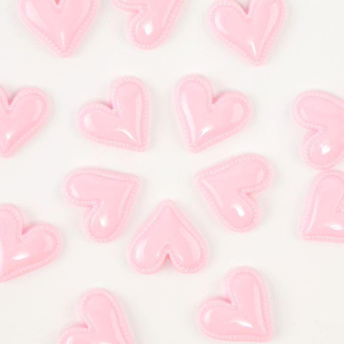 Кабошон &laquo;Сердце&raquo;, набор 50 шт., размер 1 шт. &mdash; 1,5 &times; 1,5 &times; 0,2 см, цвет розовый