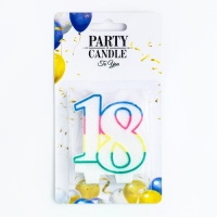 Свеча для торта &laquo;&lrm;Юбилейный ГИГАНТ&raquo;, цифра "18", ободок цветной, 7,5 см