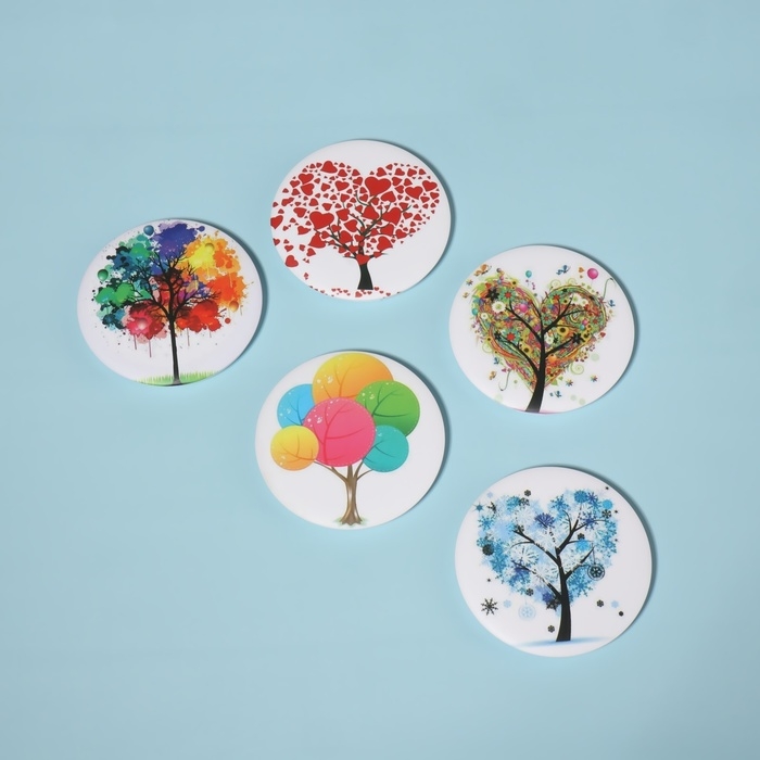 Зеркало складное &laquo;Деревья&raquo;, d = 7,5 см, с увеличением, рисунок МИКС