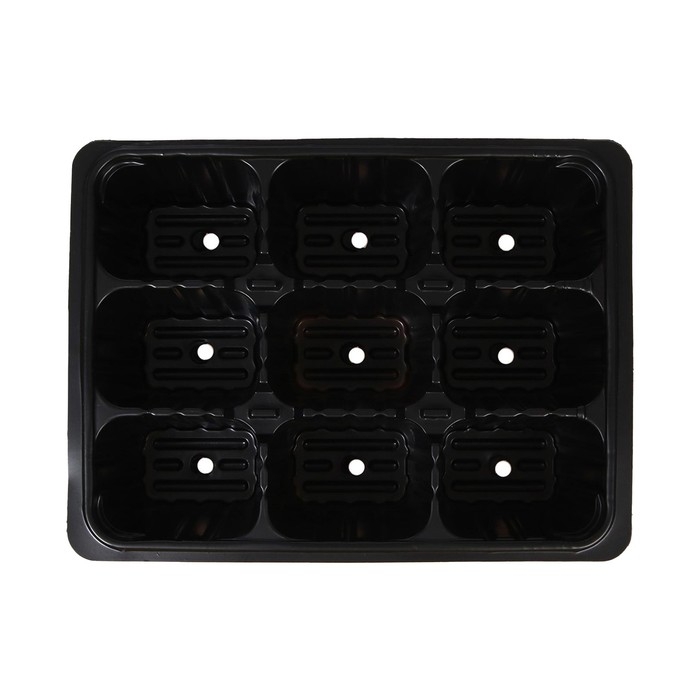 Кассета для рассады, на 9 ячеек, по 80 мл, пластиковая, чёрная, 18 &times; 13 &times; 6 см, Greengo