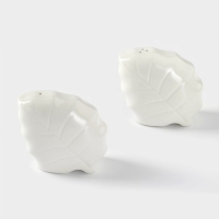 Набор фарфоровый для специй на бамбуковой подставке BellaTenero &laquo;Листья&raquo;, 4 предмета: солонка 120 мл, перечница 120 мл, салфетница, подставка, цвет белый