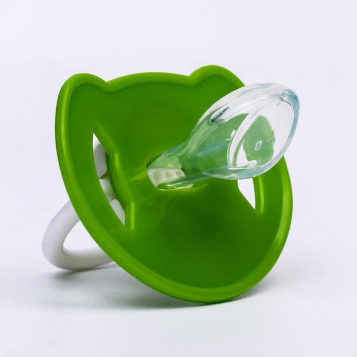 Соска - пустышка силиконовая ортодонтическая &laquo;Лягушка&raquo;, от 6 мес., с колпачком, цвет зеленый