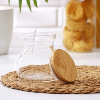 Банка стеклянная для сыпучих продуктов с бамбуковой крышкой &laquo;Бамбук&raquo;, 650 мл, 11&times;12 см