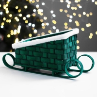 Кашпо &laquo;Сани&raquo;, зелёное, 23&times;13,5&times;10,5/16,5 см, шпон