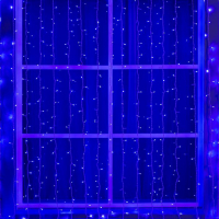 Гирлянда &laquo;Занавес&raquo; 2 &times; 6 м, IP44, УМС, белая нить, 1440 LED, свечение синее, 220 В