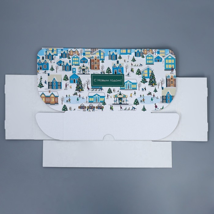 Коробка подарочная новогодняя складная &laquo;Город&raquo;, 30,7 х 22 х 9,5 см, Новый год